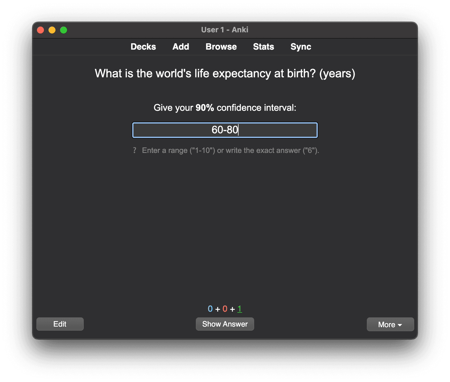 An Anki card that lets you input a range